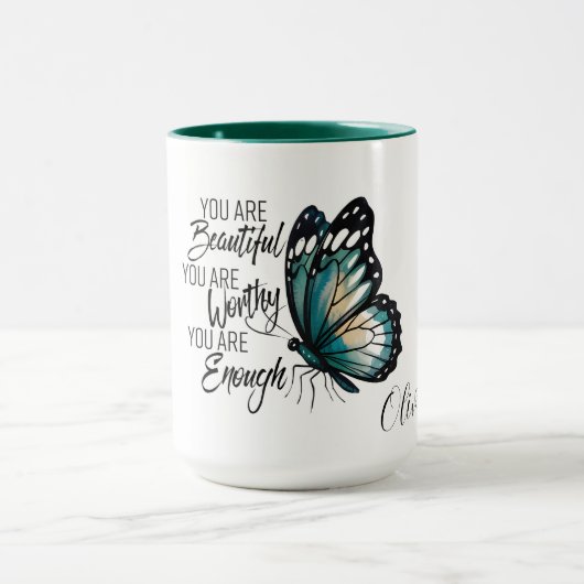 Butterfly Design with Empowering Self-Worth Quote Mok (Midden)