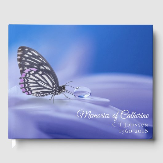 Butterfly Dew Drop Memories of Funeral Condolence Gastenboek (Voorkant)