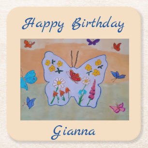 Butterfly Dreaming Vierkante Kartonnen Onderzetter