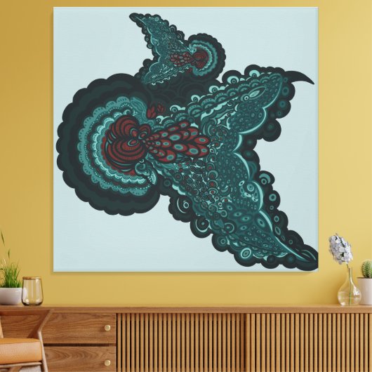 Butterfly Dreams:A Fusion of Flowers and Fantasy Canvas Afdruk (Insitu (Woonkamer))