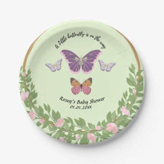 Butterfly Dreams: Baby shower Papieren Borden Bordje