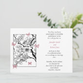 Butterfly Dreams Dusty Roos Wedding Invitation Kaart (Staand voorkant)