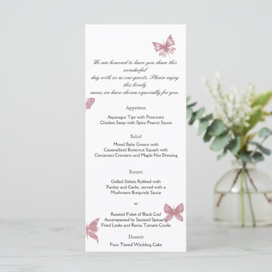 Butterfly Dreams : Dusty Rose Menu Mariage (Debout devant)
