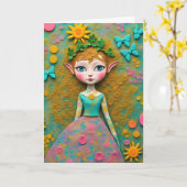 Butterfly Dreams Elf Alle gelegenheden Blank Binne Kaart (Gele Bloem)