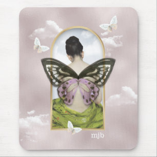 Butterfly Dreams Fantasy Collage met Monogram Muismat
