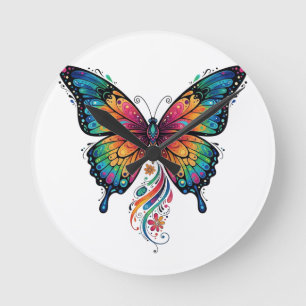 Butterfly Dreams Muurklok – Kleurrijke Natuur Ronde Klok