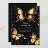 Butterfly eerste verjaardag uitnodiging (Voorkant / Achterkant)