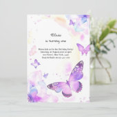 Butterfly eerste verjaardag uitnodiging (Staand voorkant)