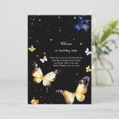Butterfly eerste verjaardag uitnodiging (Staand voorkant)