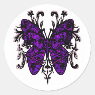 Butterfly-effect (paars) ronde sticker
