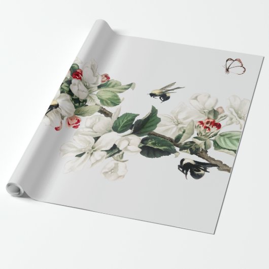 BUTTERFLY EN CHERRY BLOSSON Wrapping Paper Cadeaupapier (Uitgerold)