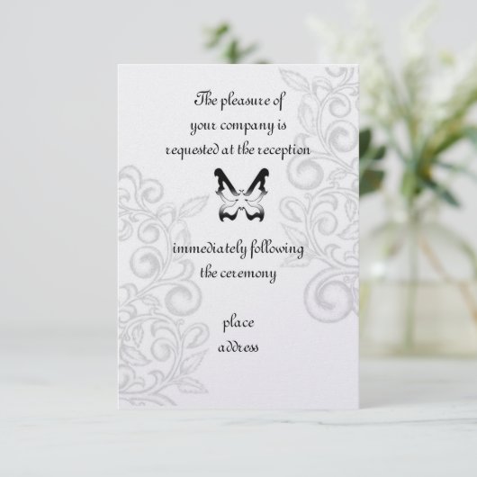 Butterfly en Flourish Reception Card Kaart (Staand voorkant)