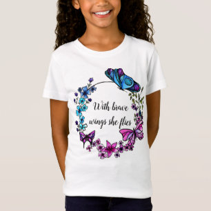 Butterfly en Flowers Wreatcustom quote of name T-shirt