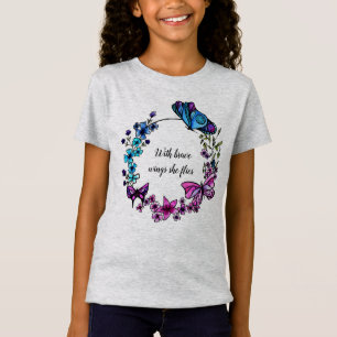 Butterfly en Flowers Wreatcustom quote of name T-shirt