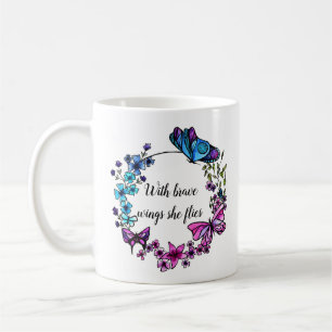 Butterfly en Flowers Wreatquote en douanenaam Koffiemok