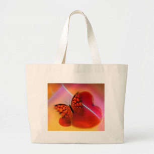 Butterfly en harten grote tote bag