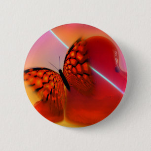Butterfly en harten ronde button 5,7 cm