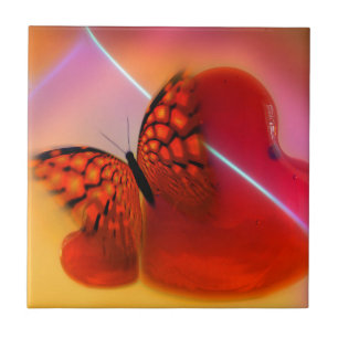 Butterfly en harten tegeltje