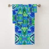 Butterfly en Medallion Batik Pattern in Blue Bad Handdoek (Insitu)