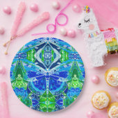 Butterfly en Medallion Batik Pattern in Blue Papieren Bordje (Feest)
