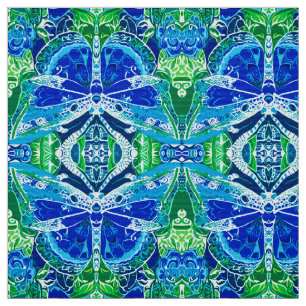 Butterfly en Medallion Batik Pattern in Blue Stof