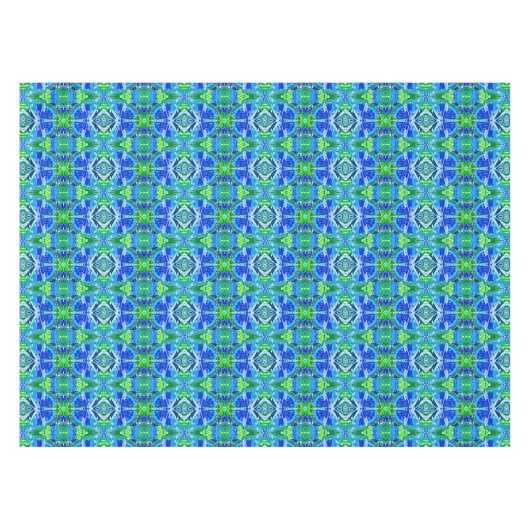 Butterfly en Medallion Batik Pattern in Blue Tafelkleed (Voorkant (Horizontaal))