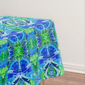Butterfly en Medallion Batik Pattern in Blue Tafelkleed (Voorbeeld)