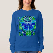 Butterfly en Medallion Batik Pattern in Blue Trui (Voorkant)