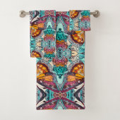 Butterfly en Medallion Batik Pattern in Oranje Bad Handdoek (Insitu)