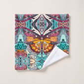 Butterfly en Medallion Batik Pattern in Oranje Bad Handdoek (Wasdoekje)