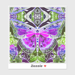 Butterfly en Medallion Batik Pattern in Violet Sticker