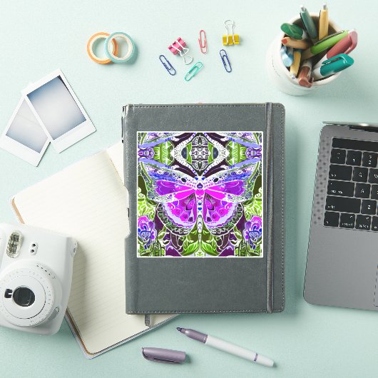 Butterfly en Medallion Batik Pattern in Violet Sticker (iPad Cover)