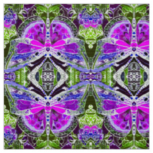 Butterfly en Medallion Batik Pattern in Violet Stof