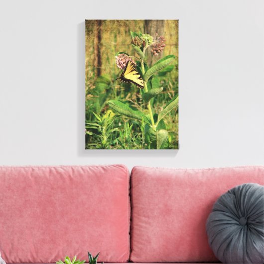 Butterfly en Milkweed Canvas Afdruk (Insitu (Woonkamer))