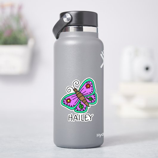 Butterfly en naam op maat Sticker (HydroFlask)
