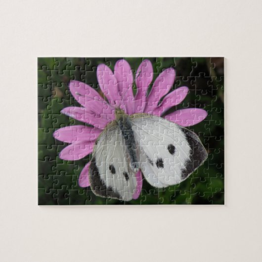 Butterfly en roze bloemen puzzel (Horizontaal)