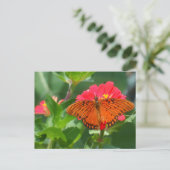 Butterfly en roze ventilator briefkaart (Staand voorkant)