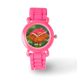 Butterfly en roze ventilator horloge