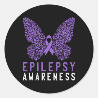Butterfly Epilepsy Awareness Month Paarse Ribbon S Ronde Sticker