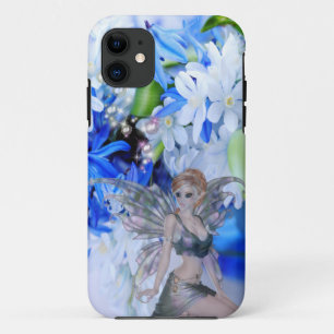 Butterfly Faerie in Blue Flowers iPhone 11 Hoesje