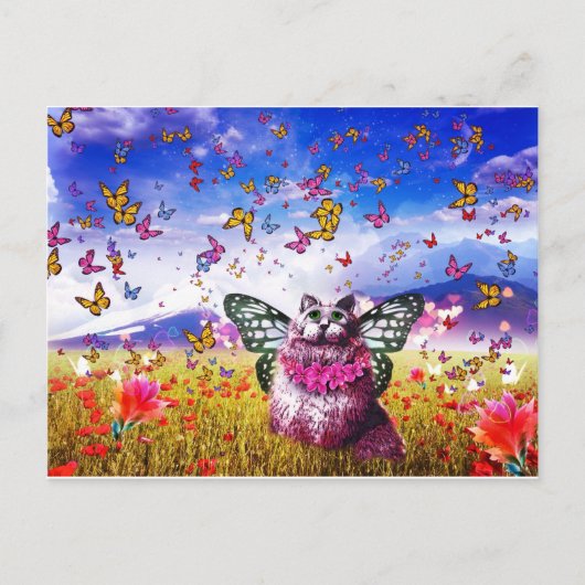 Butterfly Fairy Kat Briefkaart (Voorkant)
