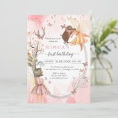 Butterfly Fairy Pink Girl Birthday Invitation (Debout devant)
