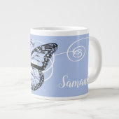 Butterfly Faith Family Friends Blue Monogramed Extra Grote Beker (Voorkant rechts)