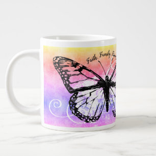 Butterfly Faith Family Friends Rainbow Monogram Extra Grote Beker