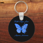 Butterfly Faith Hope Love Alopecia Awareness Sleutelhanger (Voorkant)