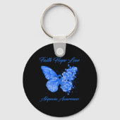 Butterfly Faith Hope Love Alopecia Awareness Sleutelhanger (Achterkant)