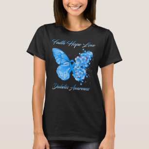 Butterfly Faith Hope Love Diabetes Awareness T-shirt