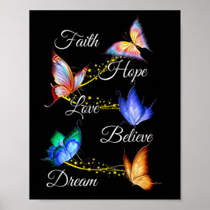 Butterfly Faith Hope Love Geloof Dream Christelijk Poster
