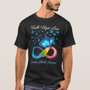 Butterfly Faith Hope Love Juvenile Artritis AWare T-shirt