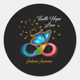 Butterfly Faith Hope Love Leukemia Awareness Ronde Sticker